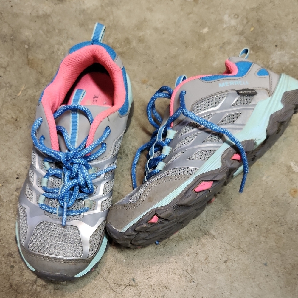 Merrell Waterproof Gray and Pink Outdoor Sneakers
